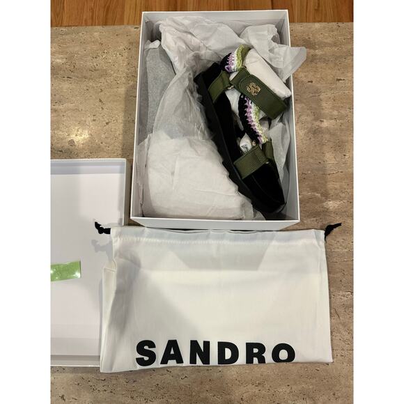 NEW in box Sandro Shell And Crochet-knit Braided Sandals SIZE FR 36 / 5.5 US - Picture 8 of 9